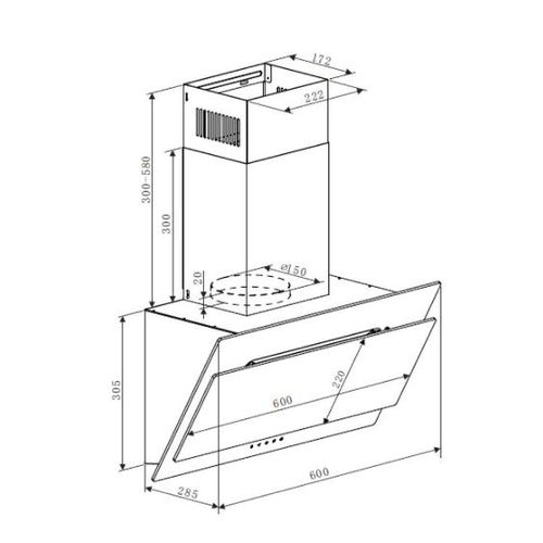 HEINNER Dekorativna Napa DCH-350RGBK - Crno Staklo, 60 cm slika 3