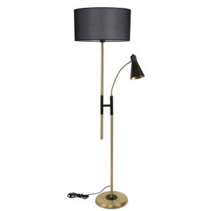 Forza Eskitme Lambader Silindir Hasır Siyah Abajurlu Black Floor Lamp