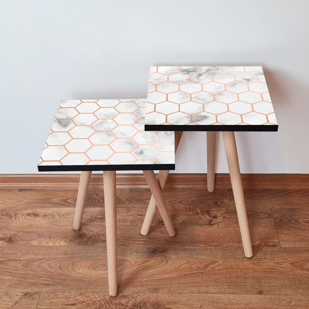 Nesting stolovi 2Shp1 - (2 komada) - boje: bijela, zlatna slika 1