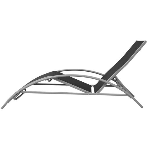 Ležaljka za sunčanje sa stolom aluminijum crna slika 6