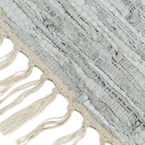 Ručno tkani tepih Chindi od kože 160 x 230 cm svjetlosivi slika 14