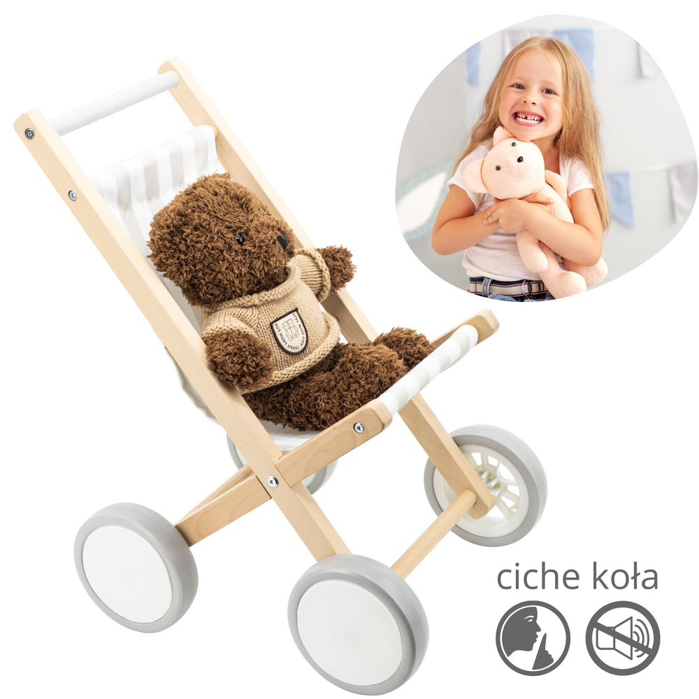 Viga drvena kolica za lutke slika 2