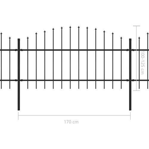 Vrtna ograda s ukrasnim kopljima (1-1,25) x 15,3 m čelična crna slika 5