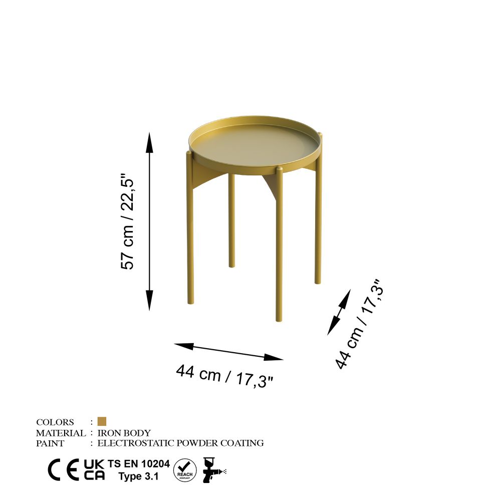 Kafa sto Shb-002-B, zlatne boje slika 6