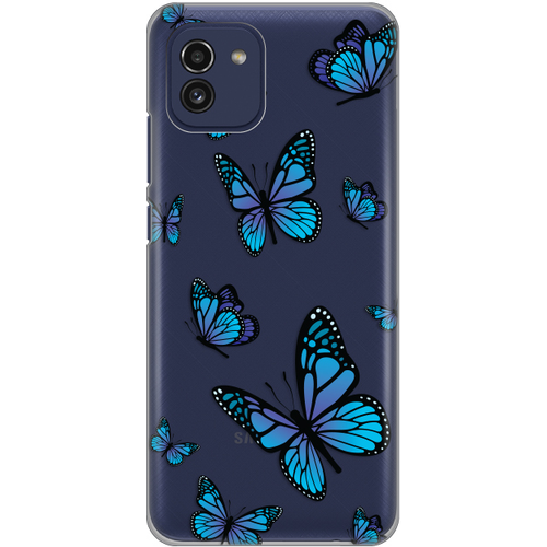Maska Silikonska Print Skin za Samsung A035G Galaxy A03 Blue butterfly slika 1