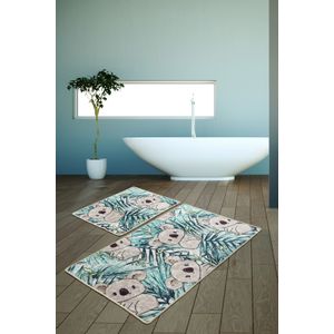 Koala - Green Multicolor Bathmat Set (2 Pieces)