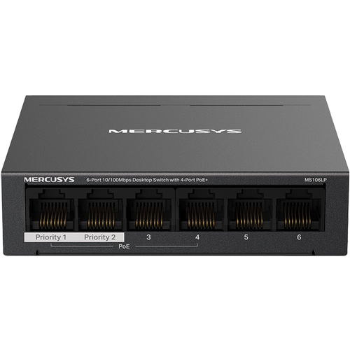 Mercusys MS106LP 6-Port 10/100 Mbps Desktop Switch with 4-Port PoE+ slika 1