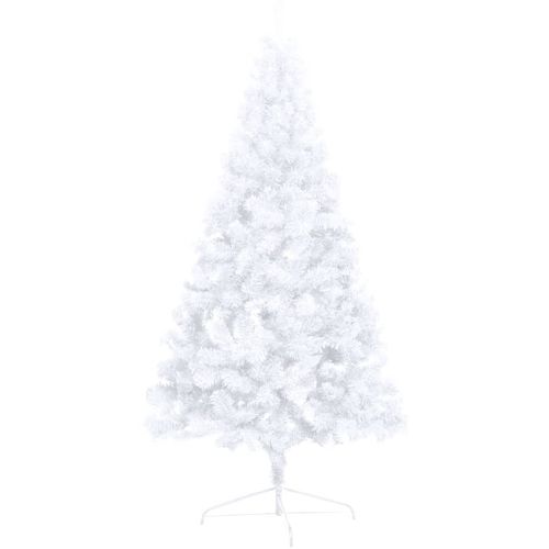 Umjetna polovica božićnog drvca LED s kuglicama bijela 210 cm slika 5