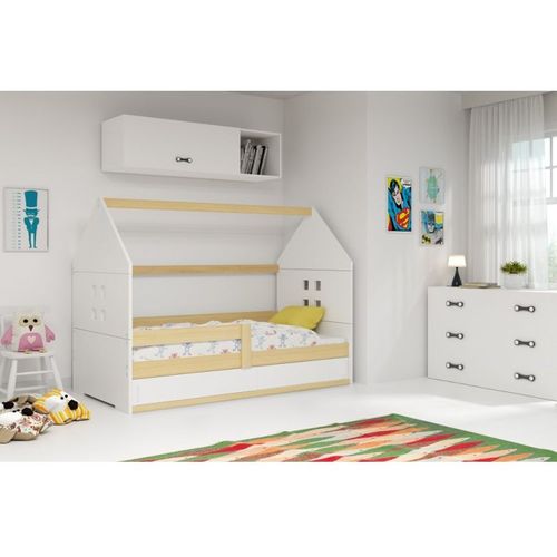 Drveni dečiji krevet Domi 1 sa prostorom za skladištenje - 160x80 cm - bukva - beli slika 1