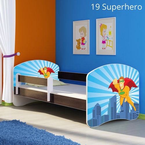 Dječji krevet ACMA s motivom, bočna wenge 140x70 cm - 19 Superhero slika 1