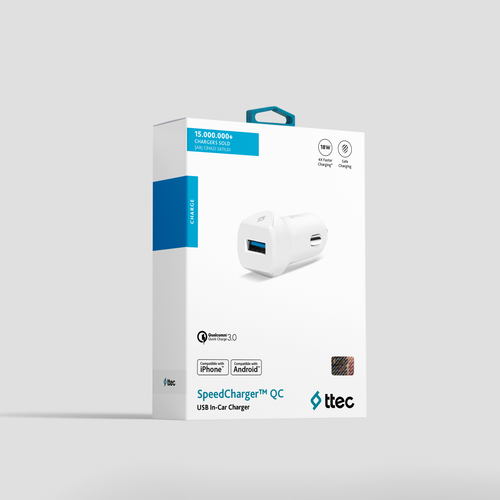 Ttec Autopunjač -  Uni 1xUSB (QC 3.0) - White slika 2