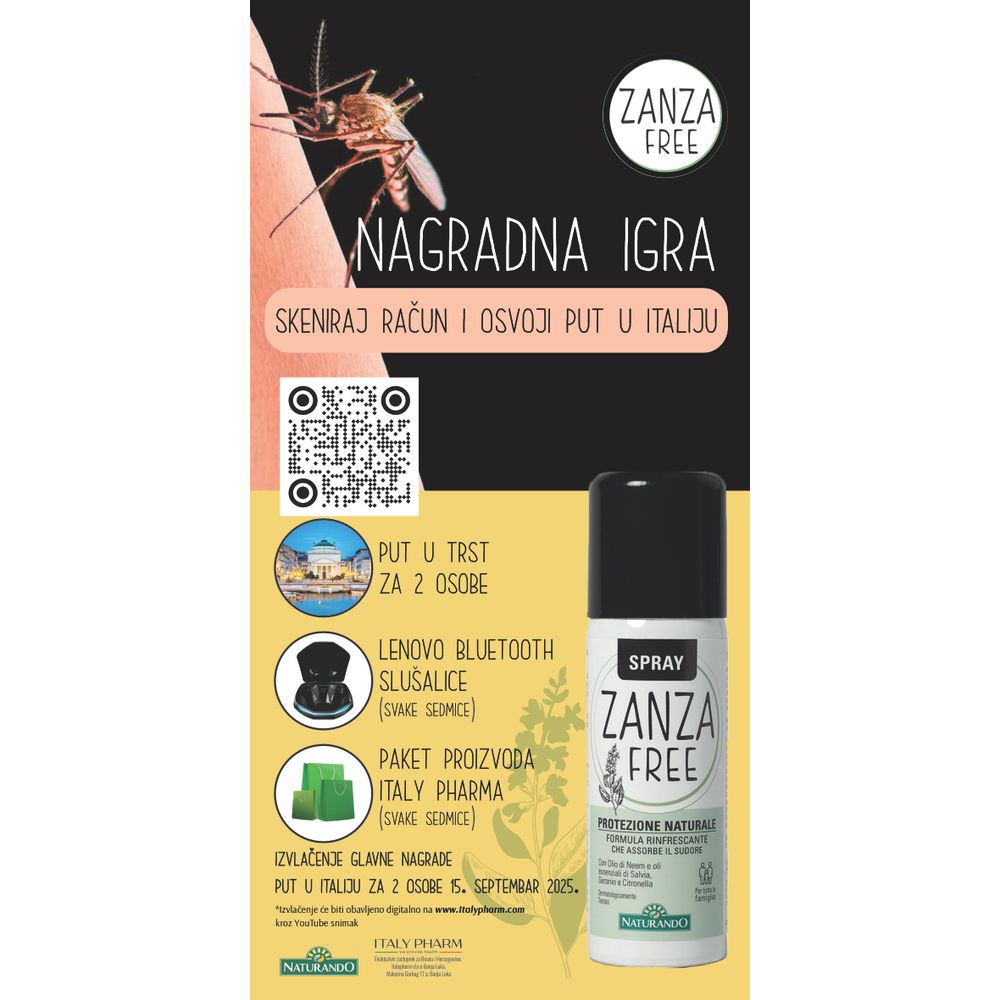 Zanzafree Sprej 100 ml  Prirodna zaštita od komaraca slika 2