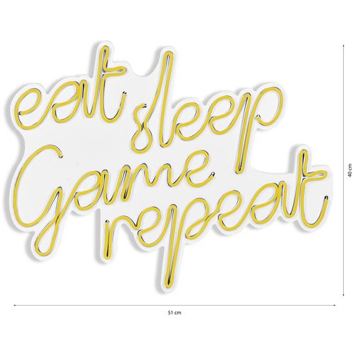 Wallity Ukrasna plastična LED rasvjeta, eat sleep game repeat - Yellow slika 8