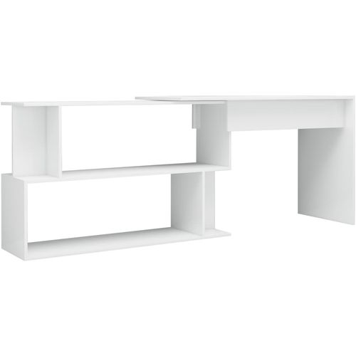 Kutni radni stol visoki sjaj bijeli 200 x 50 x 76 cm od iverice slika 16