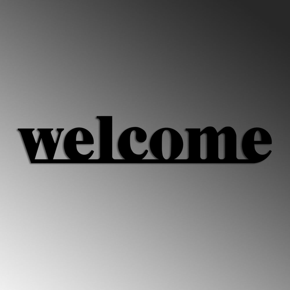 Decorative metal wall accessory Welcome, colour: black slika 4