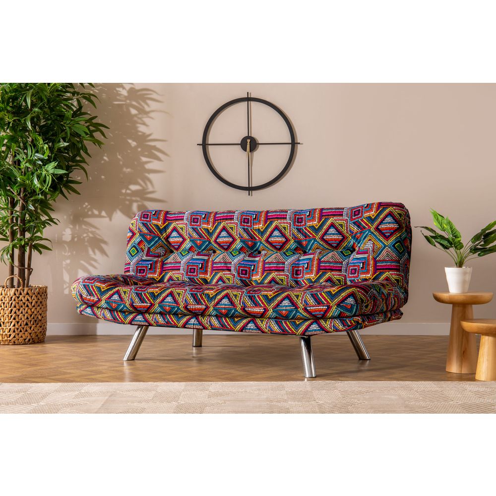 Misa Small Sofabed - Višebojni Patchwork Trosjed koji se pretvara u krevet slika 1