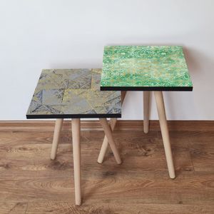 Nesting stolovi 2Shp500 - (2 komada) - boje: siva, zelena, zlatna