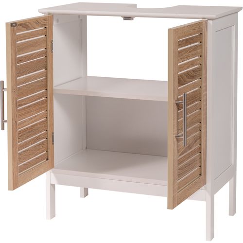 TENDANCE KUPATILSKI ORMARIĆ SA 2 VRATA I POLICOM STOCKHLOM 60X30X70CM MDF BAMBUS BELA  9900306 slika 4