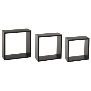 Five fixy set polica zidna 3kom kocka mdf crna l