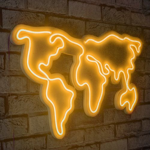 Wallity Ukrasna plastična LED rasvjeta, World Map - Yellow slika 10