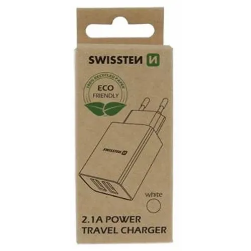 Swissten punjač Eco Pack 2x USB 2,1A bela slika 2