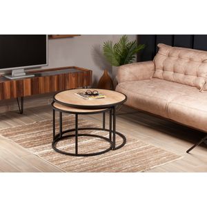 Nesting table Tambur, boje: Hrast, Crna (2 komada)