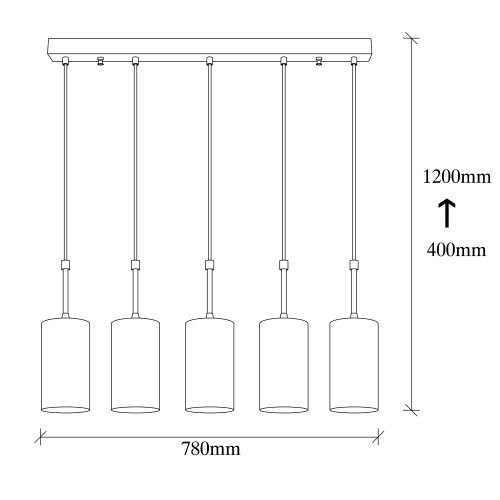 Camel 5 Black Chandelier slika 8