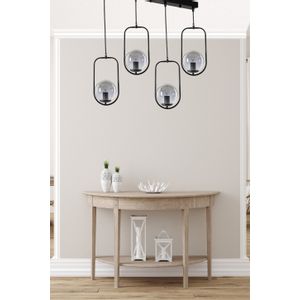 Ahu 4 Lü Sıralı Füme Camlı Siyah Sarkıt Black Chandelier