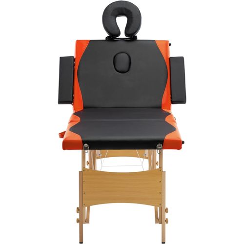 Sklopivi masažni stol s 4 zone drveni crno-narančasti slika 4