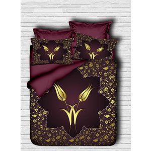 Set Pokrivača za Krevet 141 Maroon Gold Double