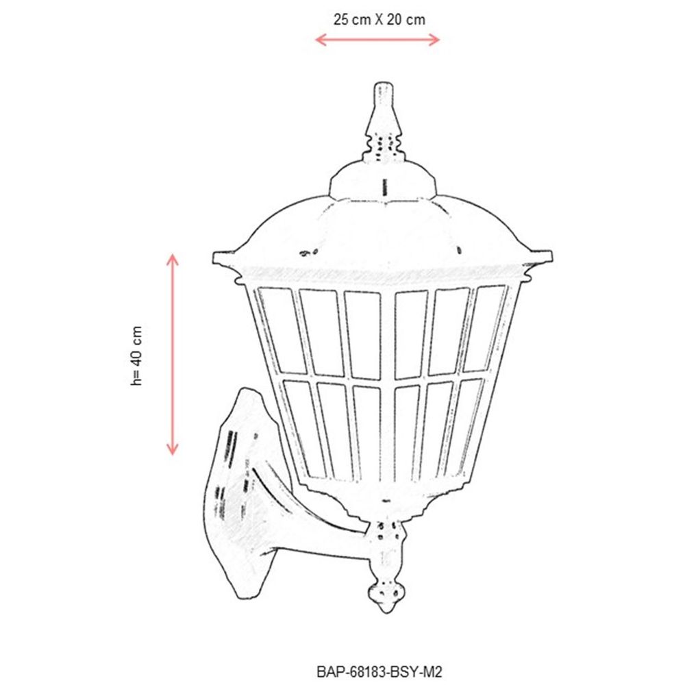 BAP-68183-BSY-M2 Crna Spoljna Zidna Lampa slika 3