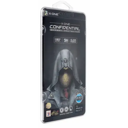 X-ONE Full Cover Extra Strong Privacy kaljeno staklo - za iPhone 15 Pro (puno ljepilo) crno slika 1