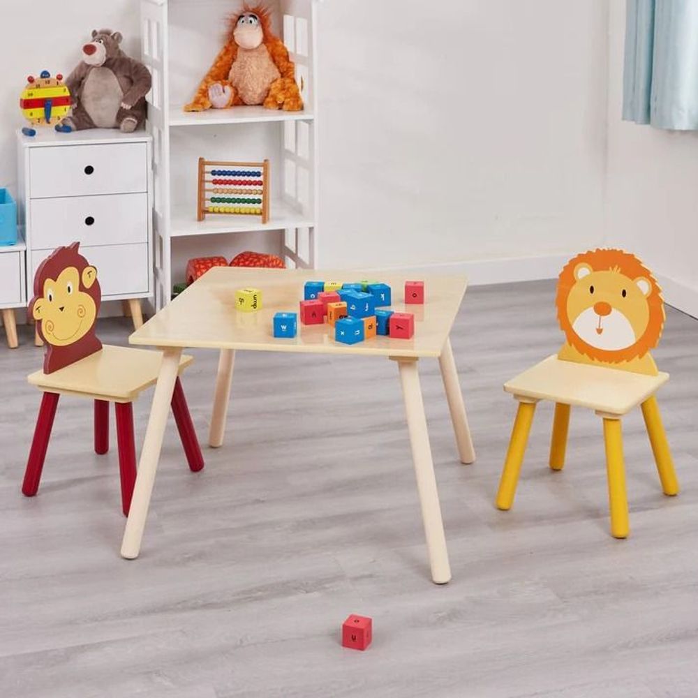 Kinder Home Dječiji drveni sto sa dvije stolice, Šareni slika 1