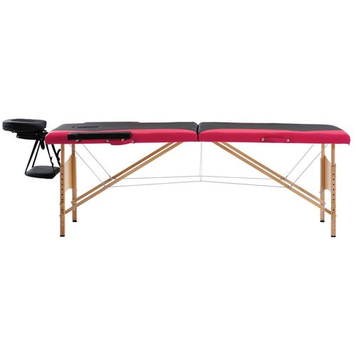 Sklopivi masažni stol s 2 zone drveni crno-ružičasti slika 26