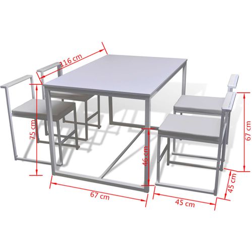 Petodijelni Blagovaonski Set Stol i Stolice Bijeli slika 40