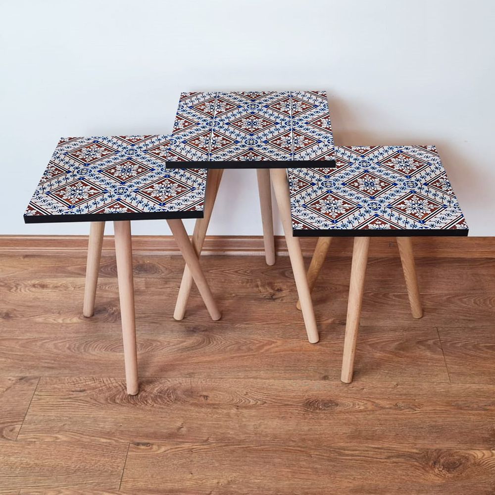 Set Nesting Stolova (3 Komada) - Plava i Crvena slika 1