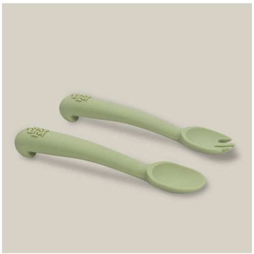 InterBaby silikonski set pribora za jelo Olive Green slika 3