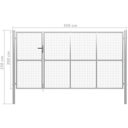 Vrtna vrata čelična 350 x 200 cm srebrna slika 5