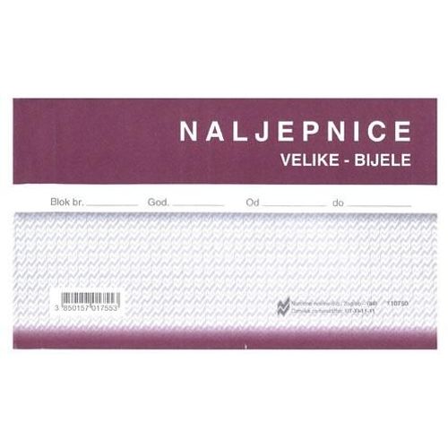 XI-11-11 NALJEPNICE VELIKE BIJELE; Blok 50 listova, 16,5 x 10 cm slika 2