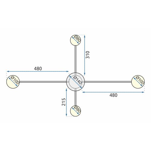 TOOLIGHT 4-RUKA CRNA STROPNA SVJETILKA APP519-4C slika 10