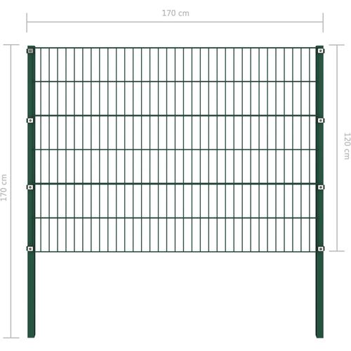 Panel za ogradu sa stupovima željezni 1,7 m zeleni slika 7