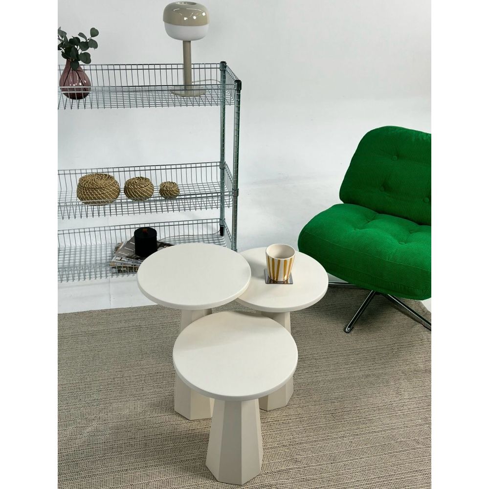Set bočnih stolova "Lilyum" (57 + 52 + 47) - boja: Krem slika 3