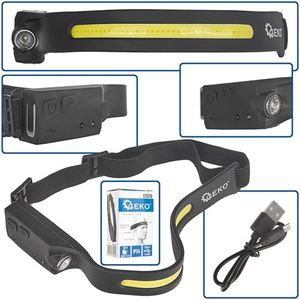 LED COB naglavna svjetiljka sa senzorom pokreta 3W + 1W XPE 1200mAh 350lm IPX4