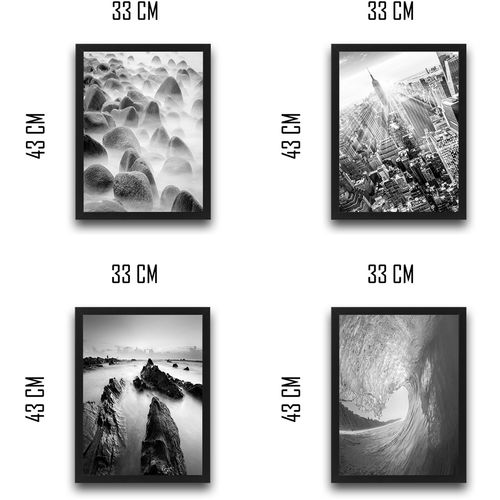 Wallity Uokvirena slika (4 komada), Black  and  White Set slika 3