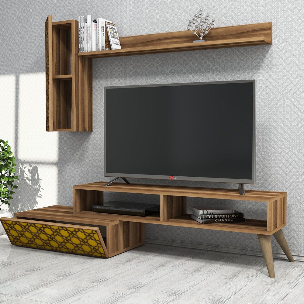 TV komoda Planet u orah i žutoj boji slika 2