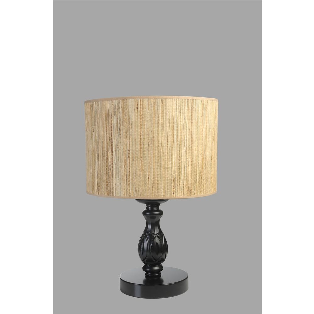 Olimpiyat Crni Silindrični Bambu 010 Abajurlu Masa Lampa slika 4