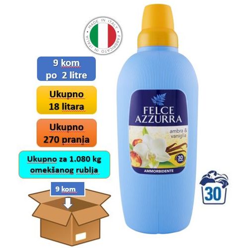 Felce Azzurra omekšivač Vanilija&Jantar box2  ( 9 kom X 2 litre)  slika 1