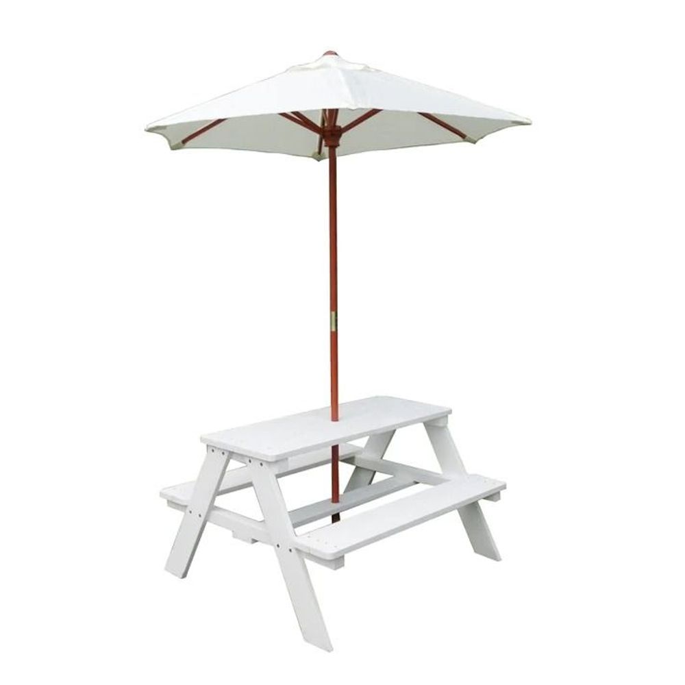 Kinder Home Drveni mini piknik sto sa klupama i suncobranom slika 3