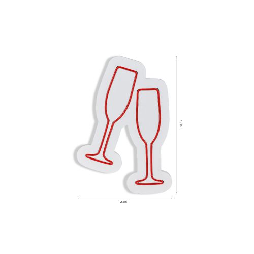 Wallity Ukrasna plastična LED rasvjeta, Champagne Glasses - Red slika 8