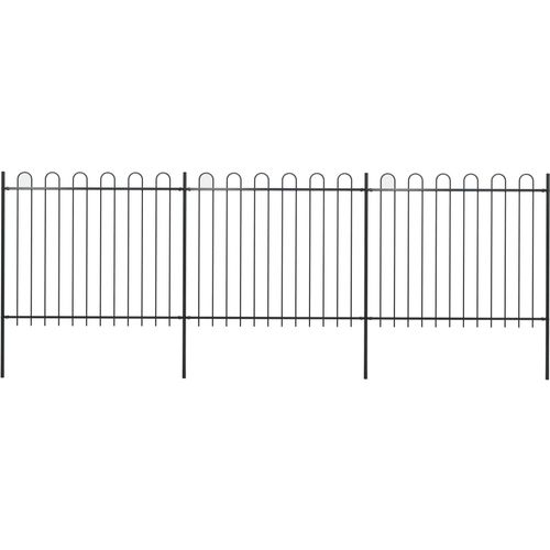Vrtna ograda s ukrasnim lukovima čelična 5,1 x 1,5 m crna slika 16